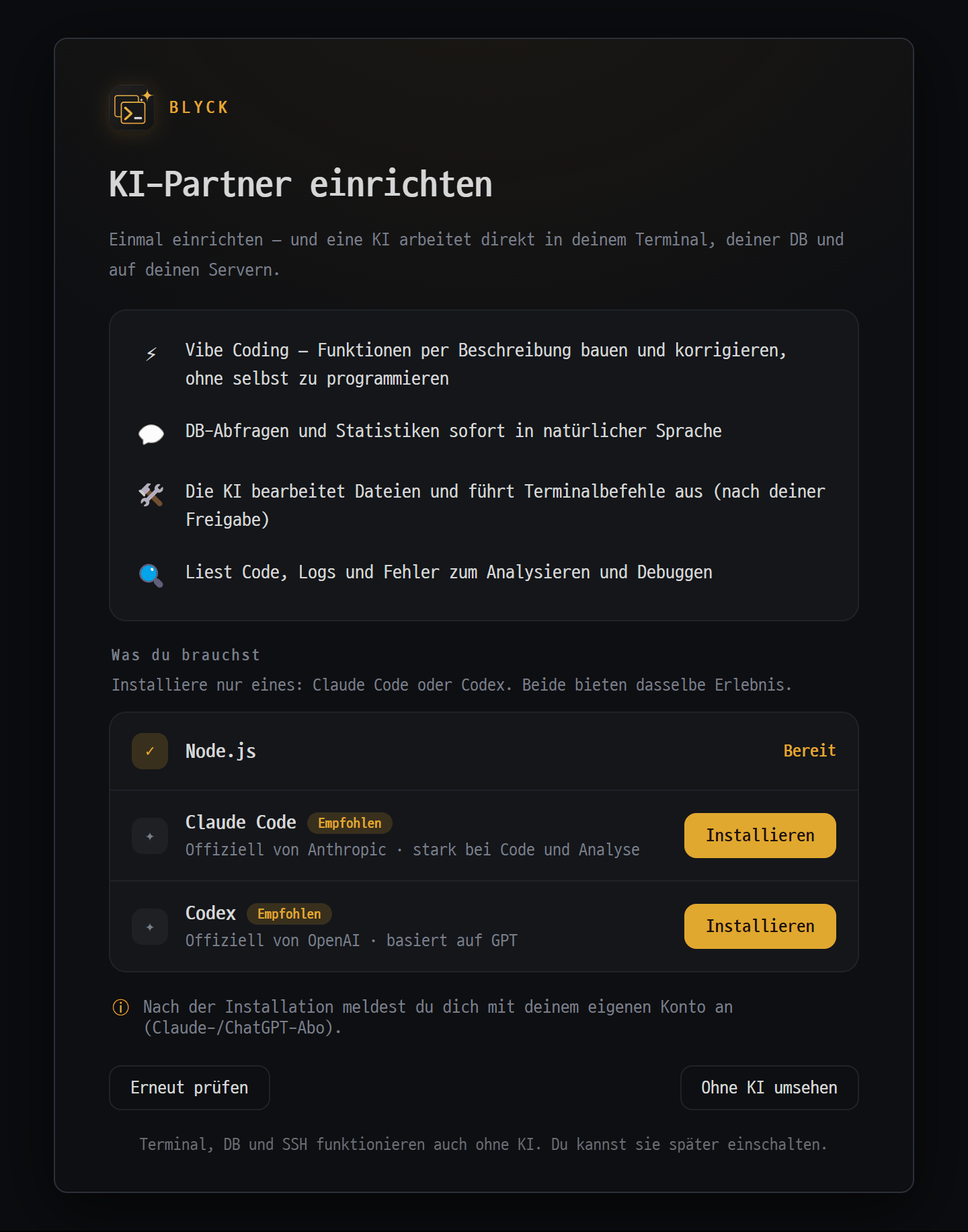 KI einrichten (optional)