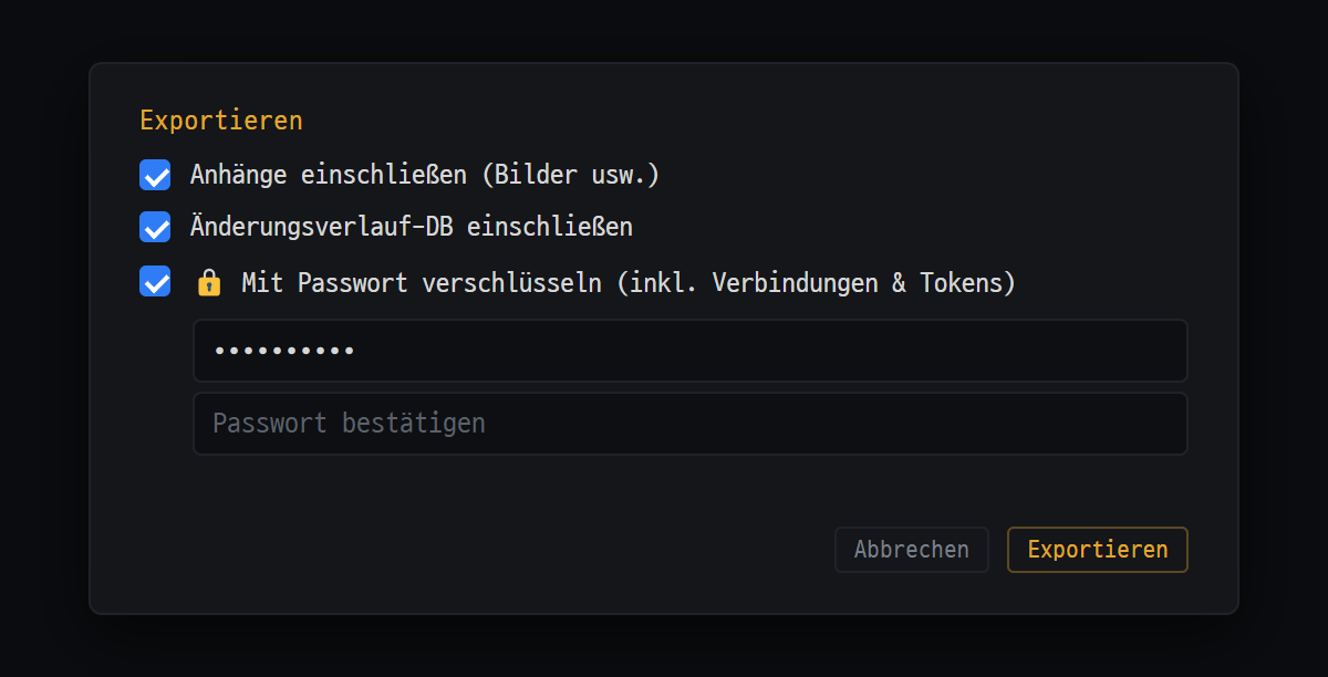 Backup · Umzug · Chat-Abgleich