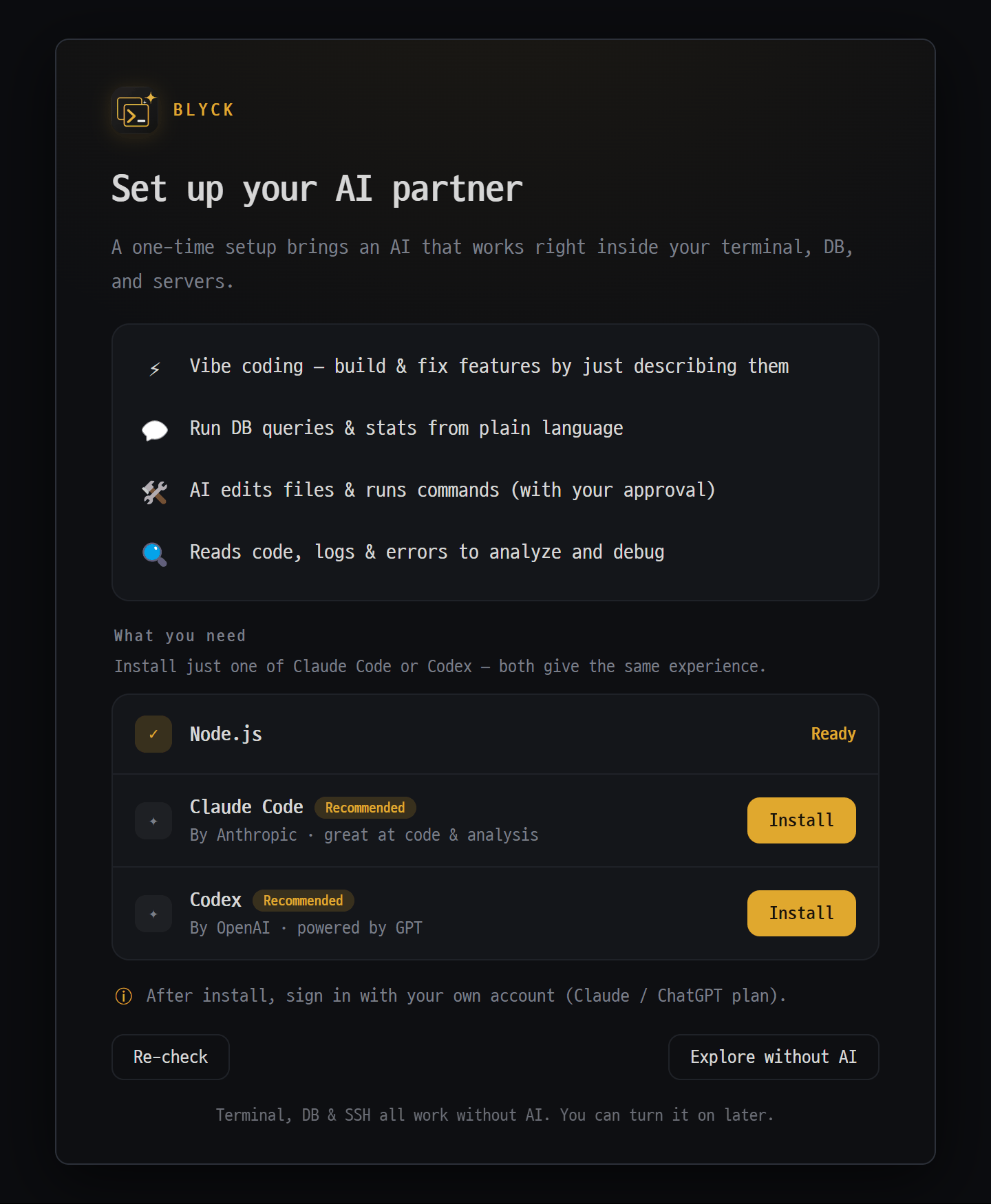 AI setup (optional)
