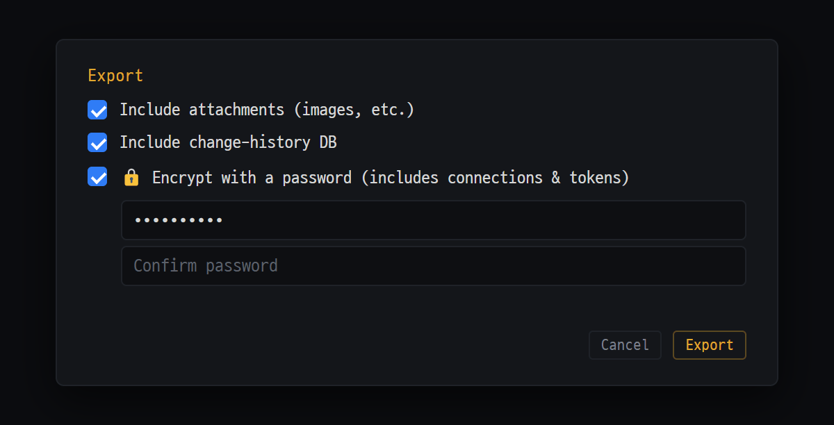 Backup · migration · chat sync