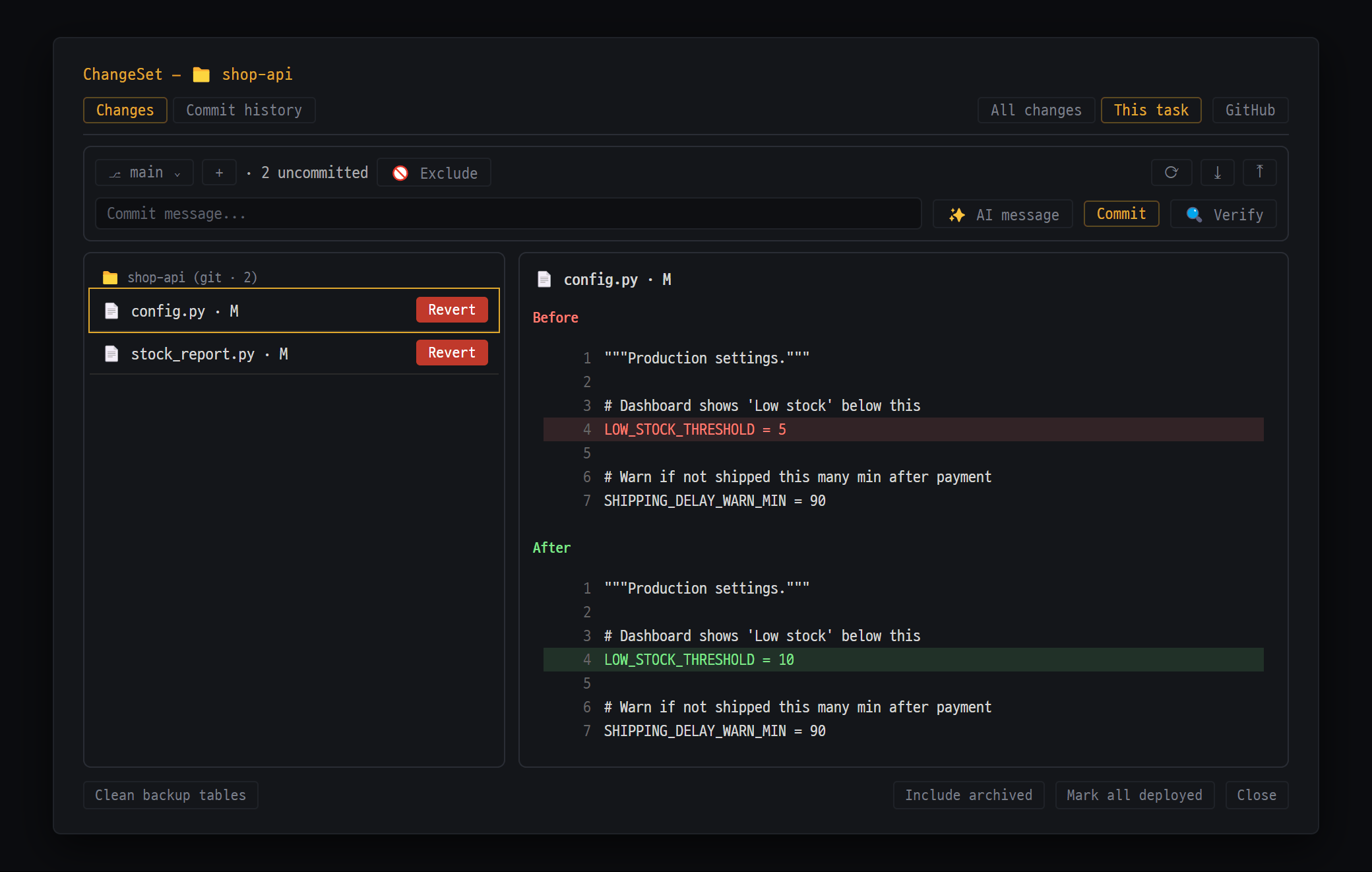 Change history · Git