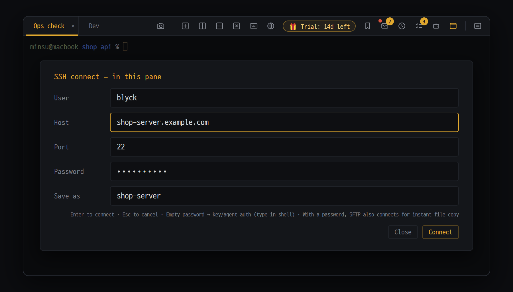 First SSH connection