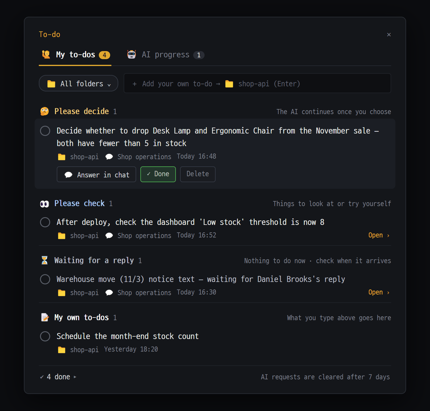 Scheduled runs · background tasks · To-do window