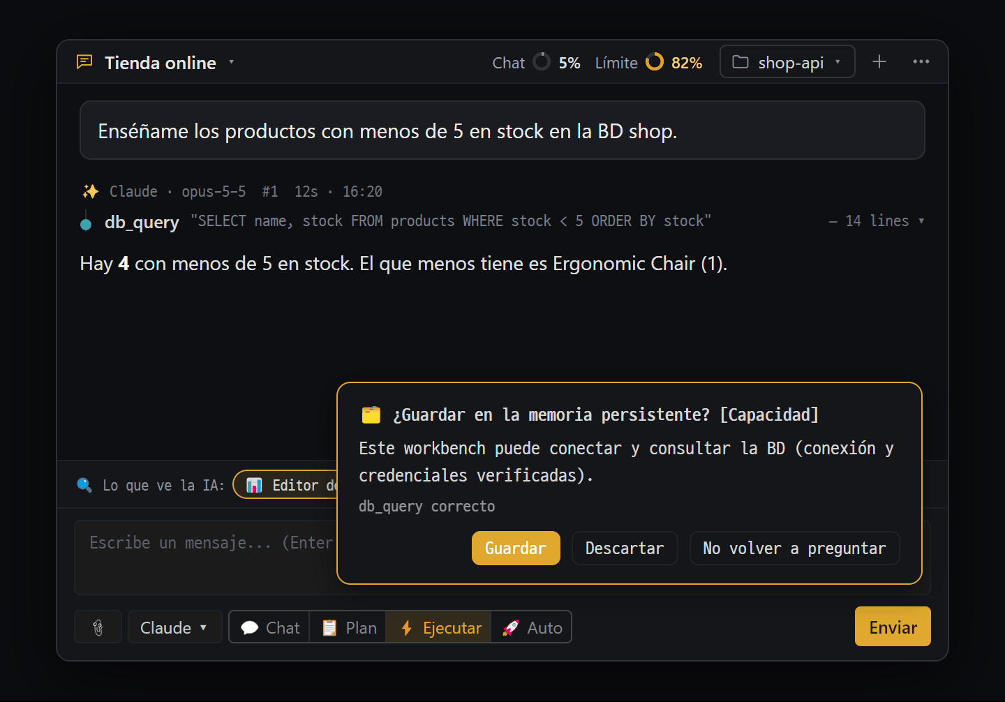 Tarjeta que propone guardar algo en la memoria persistente