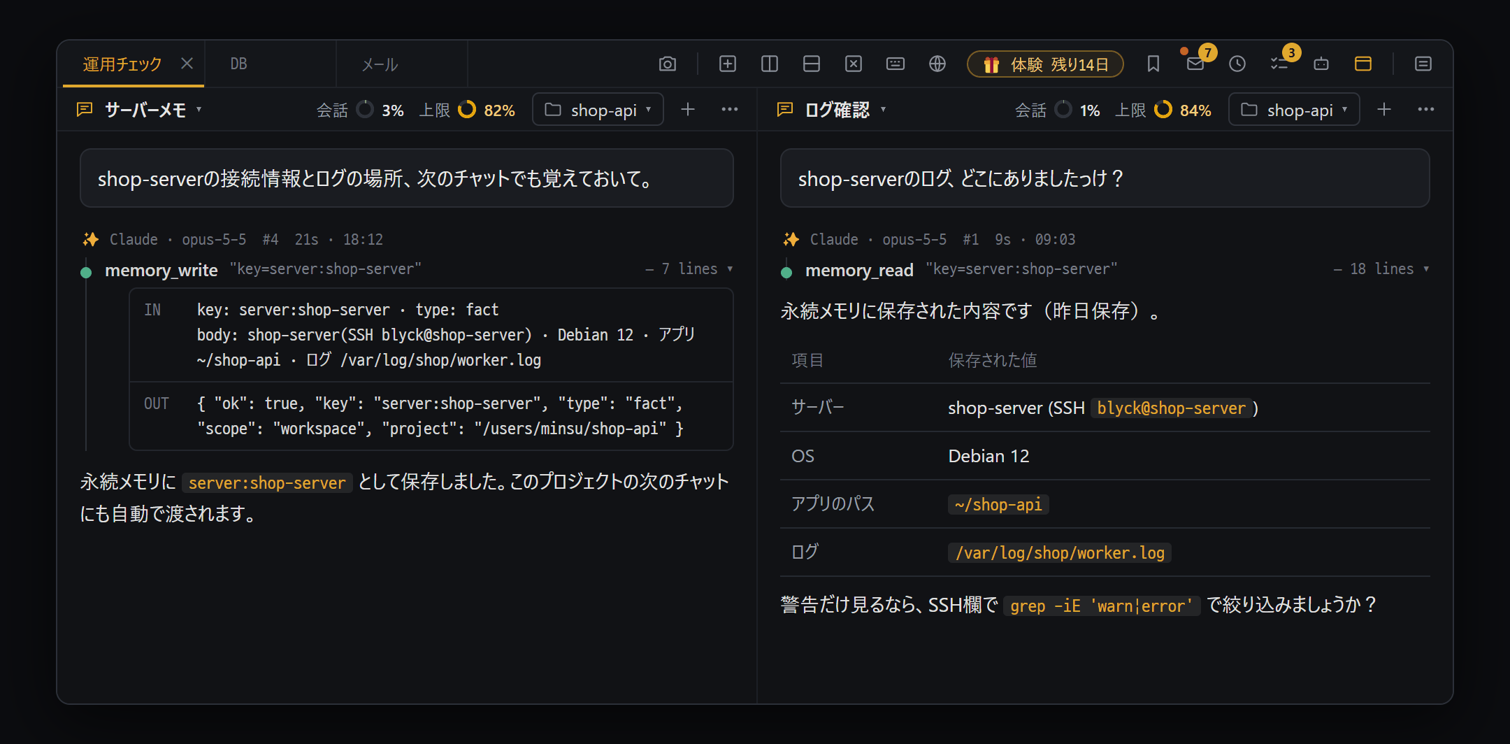 永続メモリ（Pro）